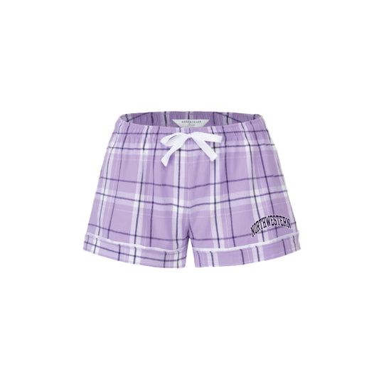 Northwestern University Wildcats Women's Lavender Carnegie Plaid Flannel Boxer Short