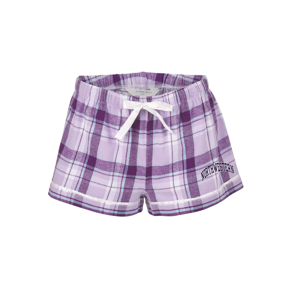 Northwestern University Wildcats Women's Lavender Sophie Plaid Flannel Boxer Short