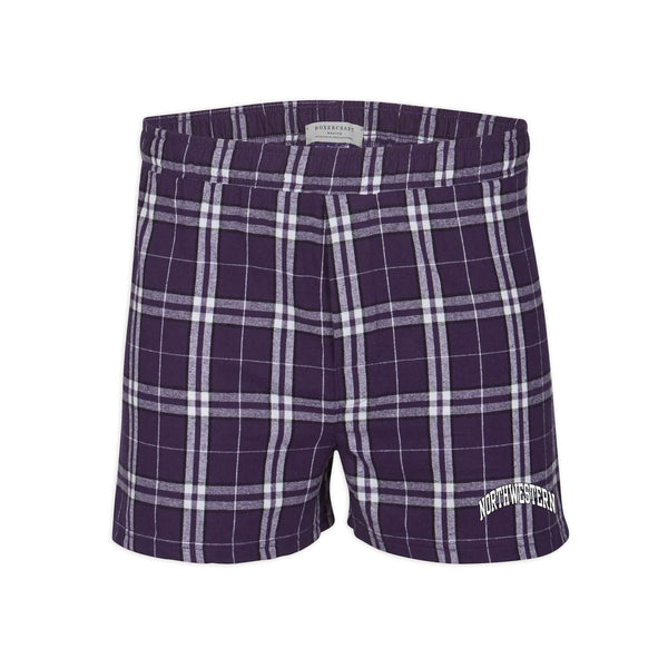Northwestern University Wildcats Men's Purple & White Flannel Boxer Short