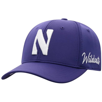 Northwestern University Wildcats Top Of The World Constructed Onefit Purple Performance Hat with Stylized N Design