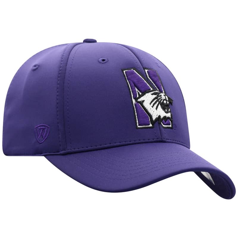 Northwestern University Wildcats Top Of The World Constructed Onefit Purple Performance Hat with N-Cat Design