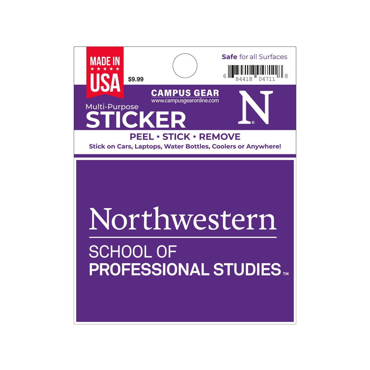 Northwestern University School of Professional Studies Full Color Outside Application 3"X4" Rectangular Multi-Purpose Sticker