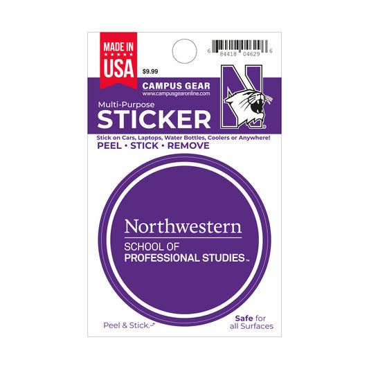 Northwestern University School of Professional Studies Full Color Outside Application 3" Circular Multi-Purpose Sticker -SPS