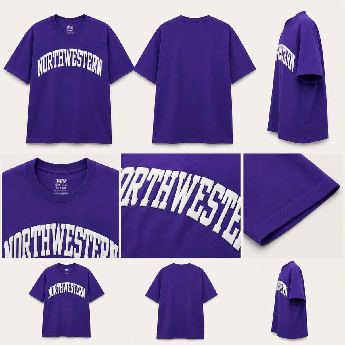 Northwestern University Wildcats Men's MV Purple Classic Tee with One Color Arch Design in Puffy Print