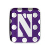 Northwestern University Wildcats 1.25" Purple Square Fridge Magnet with Polka Dot Stylized N Design