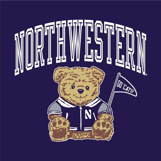 Northwestern University Wildcats Men's Purple Crewneck Sweatshirt with Sitting Bear Design