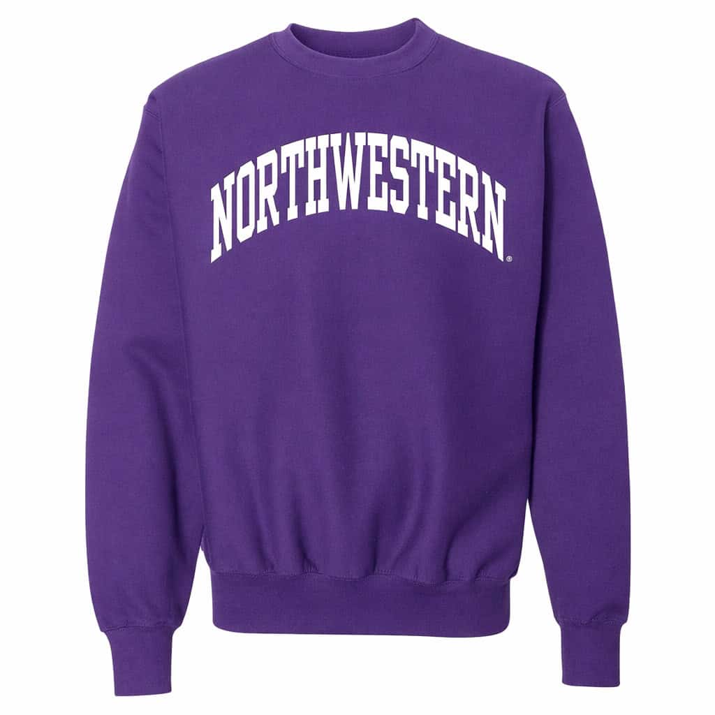 Northwestern University Wildcats Men's MV Pro-Weave Super-Heavy Purple Crewneck Sweatshirt with One Color Arch Design