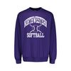 Northwestern University Wildcats Purple Crewneck Sweatshirt with Softball Design
