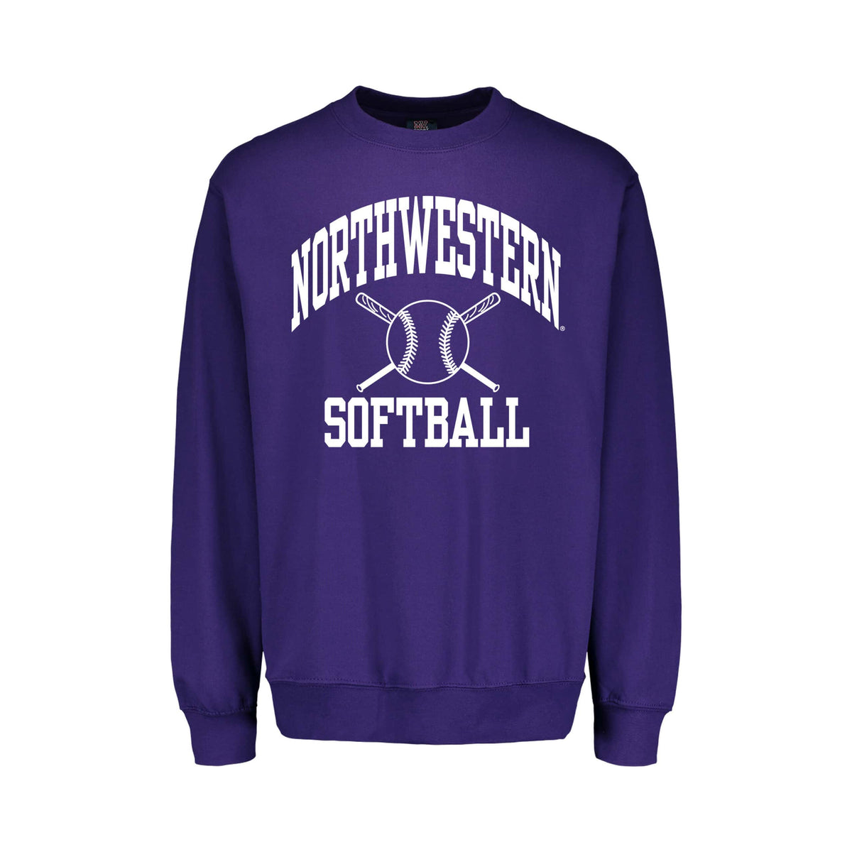 Northwestern University Wildcats Purple Crewneck Sweatshirt with Softball Design