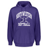 Northwestern University Wildcats Purple Hooded Sweatshirt with Softball Design