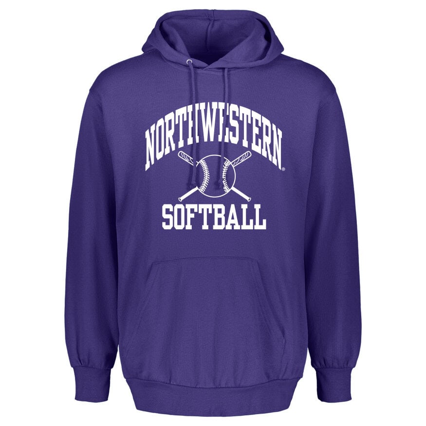 Northwestern University Wildcats Purple Hooded Sweatshirt with Softball Design