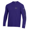 Northwestern University Wildcats Men's Champion Purple Long Sleeve Tee Shirt with Three Location Faded Print