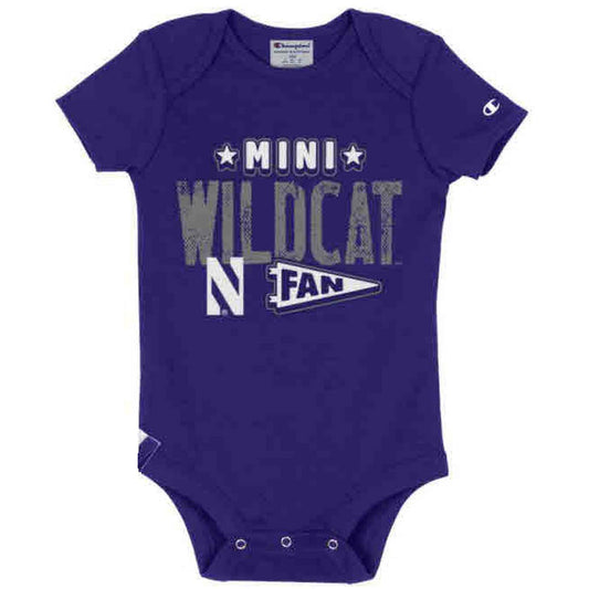 Northwestern University Wildcats Infant Purple Bodysuit Onesie Mini Wildcat Fan Design