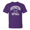 Northwestern University Wildcats Purple Short Sleeve Tee Shirt with Softball Design