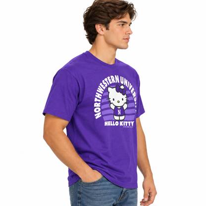 Northwestern University Wildcats Hello Kitty Men’s Purple Short Sleeve T-Shirt
