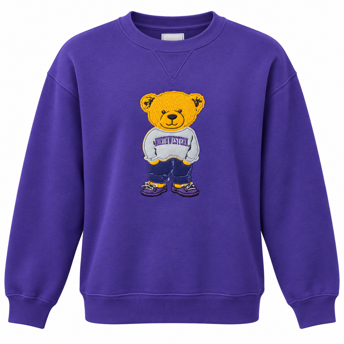 Northwestern University Wildcats Teddy Bear Crewneck Sweatshirt – Purple