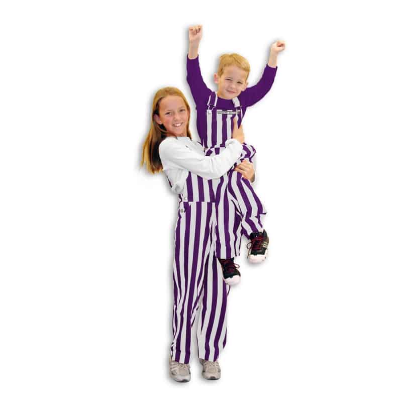 Purple/White Color Youth Game Bib Overalls