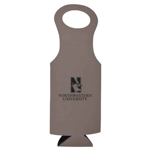 Northwestern University Wildcats Grey Velour Wine Tote With N-Cat Design