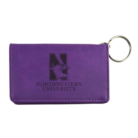 Northwestern University Wildcats Purple Leather ID Holder Key Chain with "N-Cat" Design