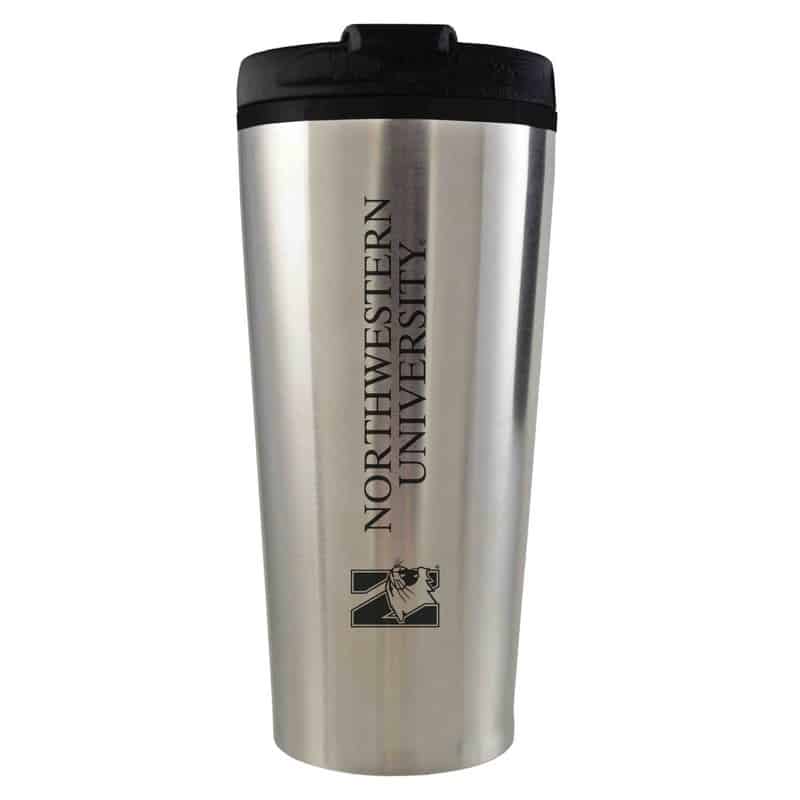 Northwestern University Wildcats 16 oz Laser Engraved Silver Insulated Travel Tumbler