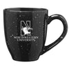 Northwestern University Wildcats 16 oz. Laser Engraved Black Bistro Speckled Ceramic Mug With N-Cat Design