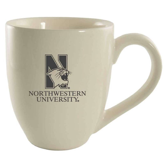 Northwestern University Wildcats 16 oz. Laser Engraved Cream Bistro Ceramic Mug With N-Cat Design
