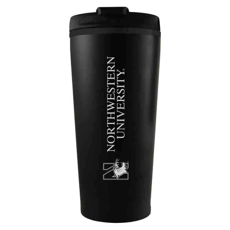 Northwestern University Wildcats 16 oz Laser Engraved Black Insulated Travel Tumbler