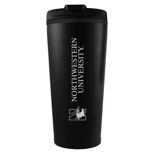 Northwestern University Wildcats 16 oz Laser Engraved Black Insulated Travel Tumbler