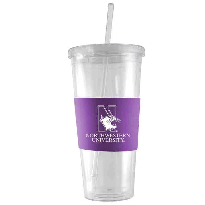 Northwestern University Wildcats 24 oz. Insulated Acrylic Tumbler & Straw With Laser Engraved Purple Silicone Sleeve