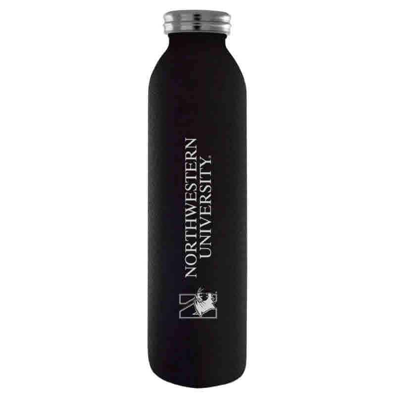 Northwestern University Wildcats 20 oz. Laser Engraved Black Starry Sky Vacuum Insulated Water Bottle With N-Cat Design
