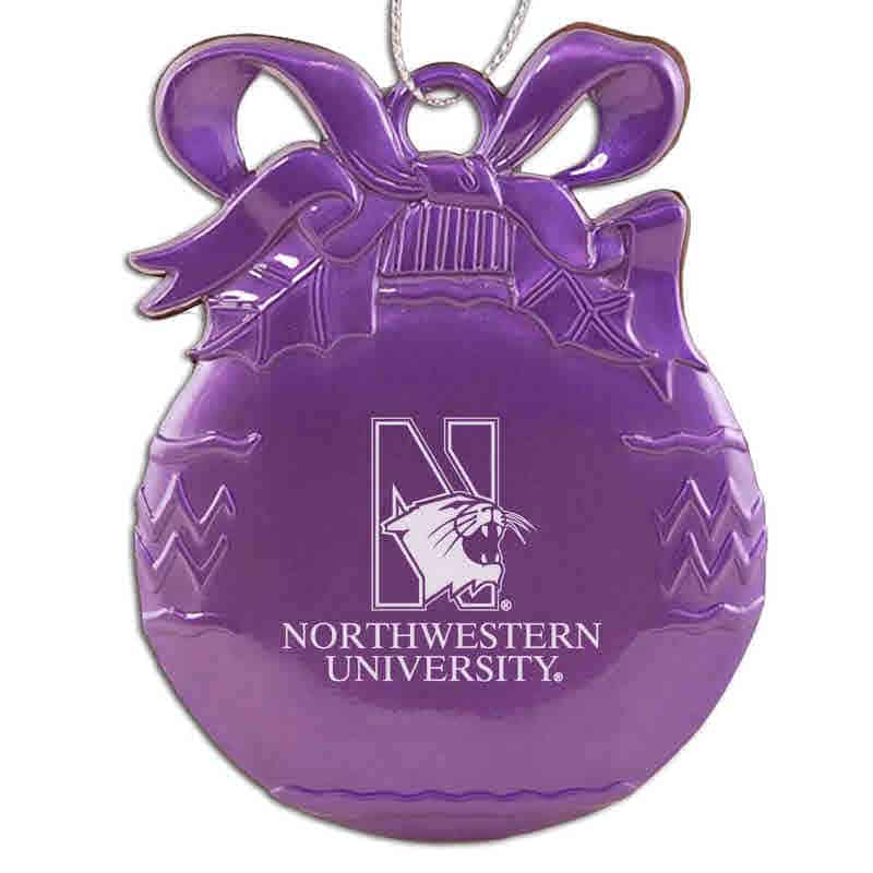 Northwestern University Wildcats Purple Bulb Pewter Ornament with Mascot Design