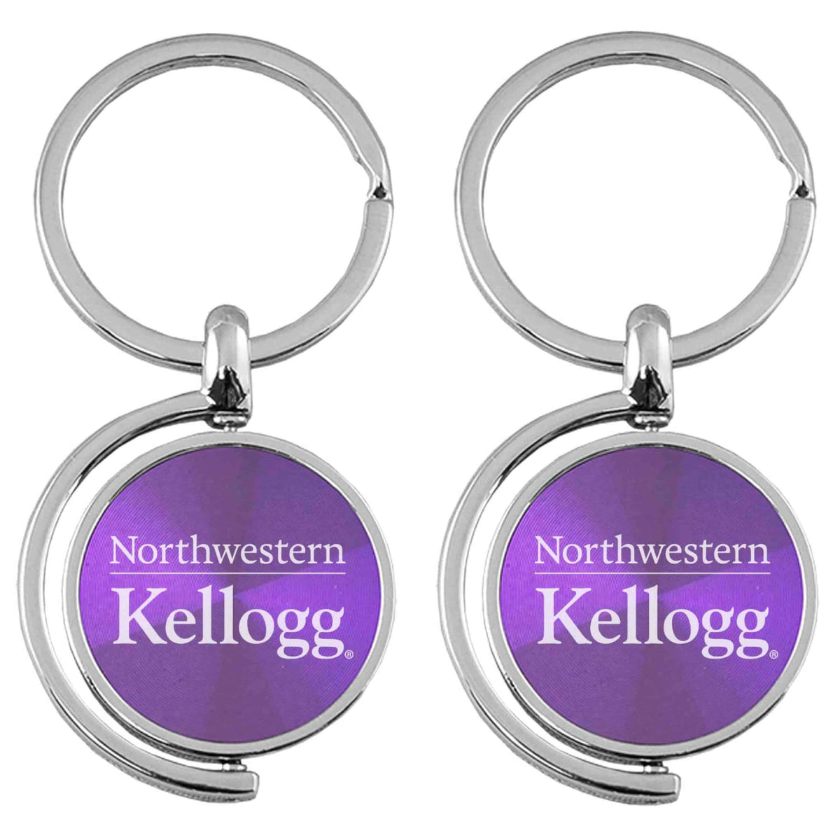 Northwestern University Wildcats Laser Engraved Purple Spinner Key Chain with Kellogg Design
