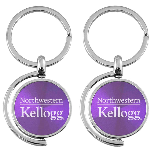 Northwestern University Wildcats Laser Engraved Purple Spinner Key Chain with Kellogg Design