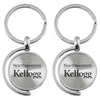 Northwestern University Wildcats Laser Engraved Silver Spinner Key Chain with Kellogg Design