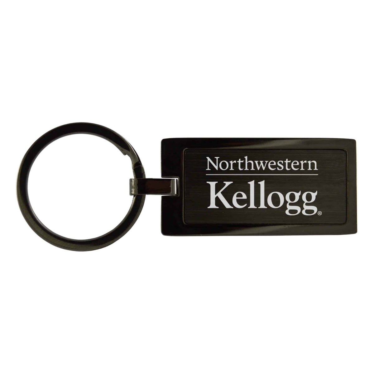 Northwestern University Wildcats Laser Engraved Black Silhouette Raised Plate Key Chain with Kellogg Design