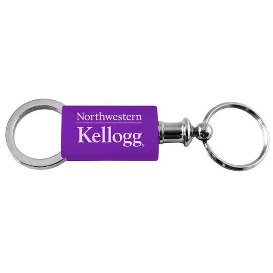Northwestern University Wildcats Laser Engraved Purple Anodized Valet Key Chain with Kellogg Design