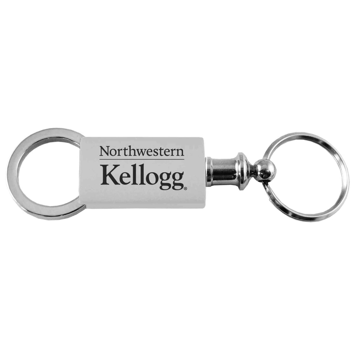 Northwestern University Wildcats Laser Engraved Silver Anodized Valet Key Chain with Kellogg Design