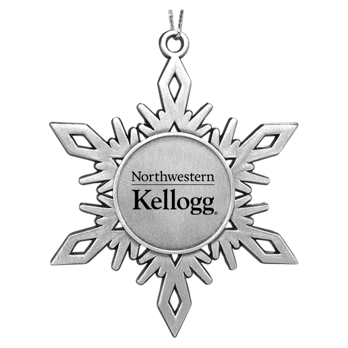 Northwestern I Kellogg Silver Snowflake Pewter Ornament