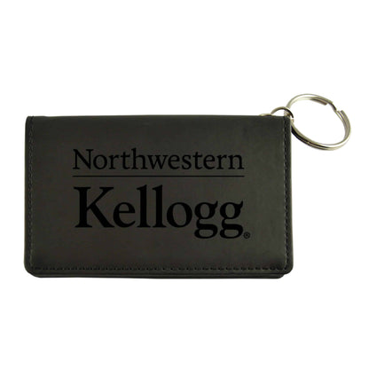 Northwestern University Wildcats Laser Engraved Black Velour ID Holder Key Chain with Kellogg Design
