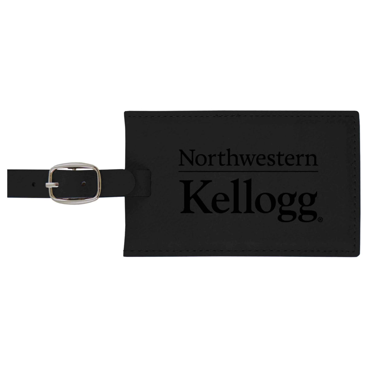 Northwestern University Wildcats Laser Engraved Black Velour Luggage Tag with Kellogg Design