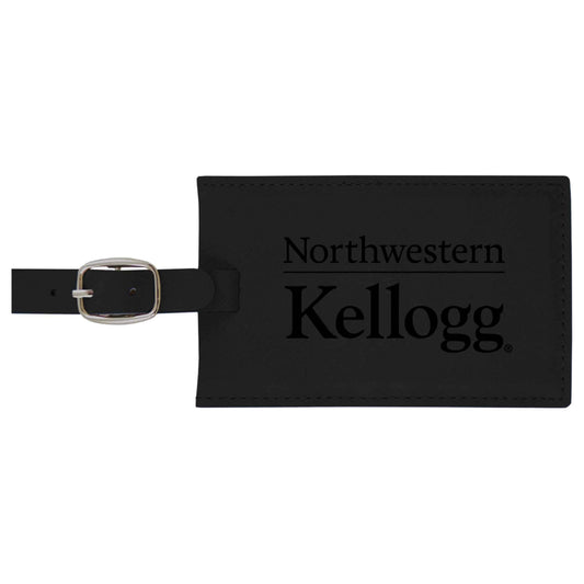 Northwestern University Wildcats Laser Engraved Black Velour Luggage Tag with Kellogg Design