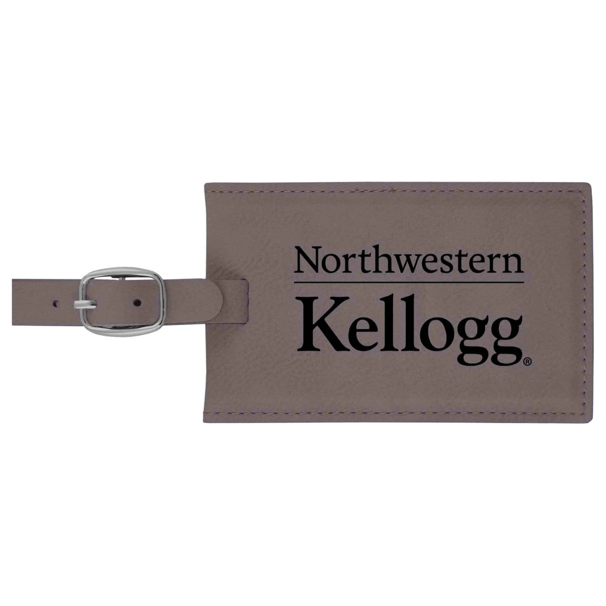 Northwestern University Wildcats Laser Engraved Grey Velour Luggage Tag with Kellogg Design