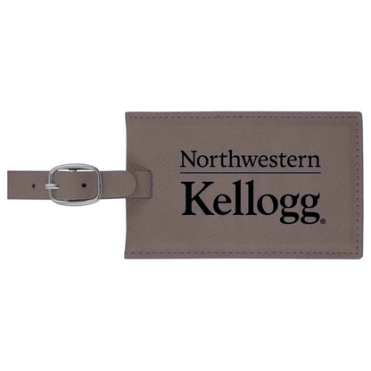 Northwestern University Wildcats Laser Engraved Grey Velour Luggage Tag with Kellogg Design