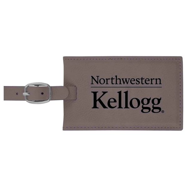 Northwestern University Wildcats Laser Engraved Grey Velour Luggage Tag with Kellogg Design