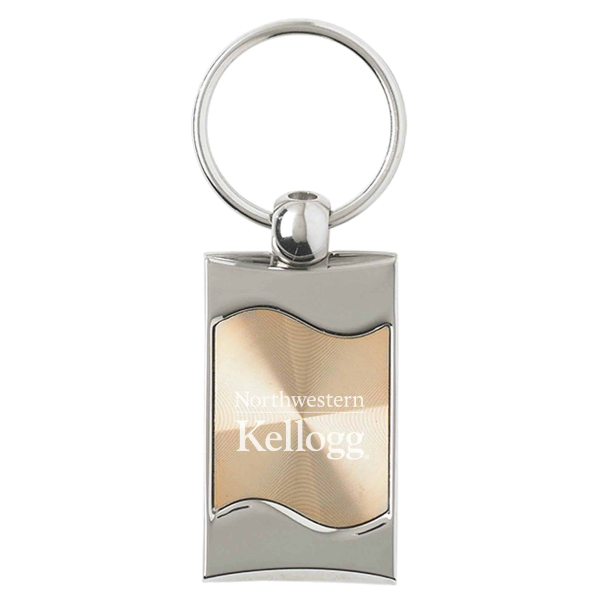 Northwestern University Wildcats Laser Engraved Gold CD Effect Wave Key Chain with Kellogg Design