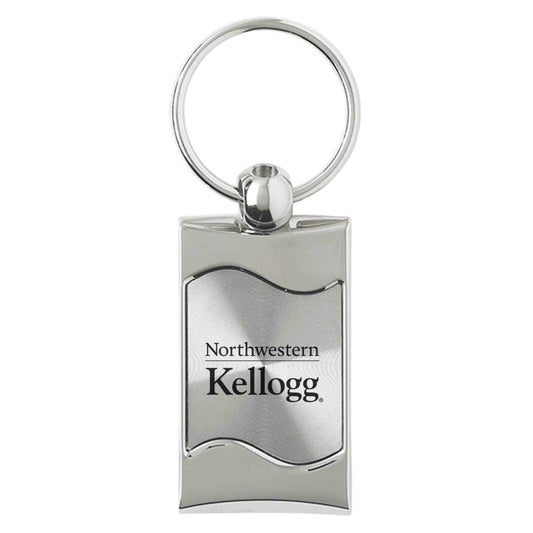 Northwestern University Wildcats Laser Engraved Silver CD Effect Wave Key Chain with Kellogg Design
