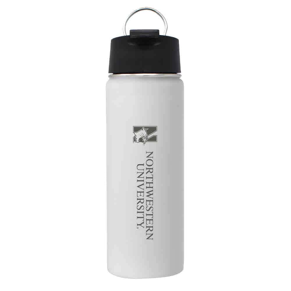 Northwestern University Wildcats 20 oz Laser Engraved White Impact Travel Tumbler Water Bottle/Mug