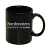 Northwestern University Wildcats 11 oz. Black Ceramic Coffee Mug with Northwestern University in Qatar Design
