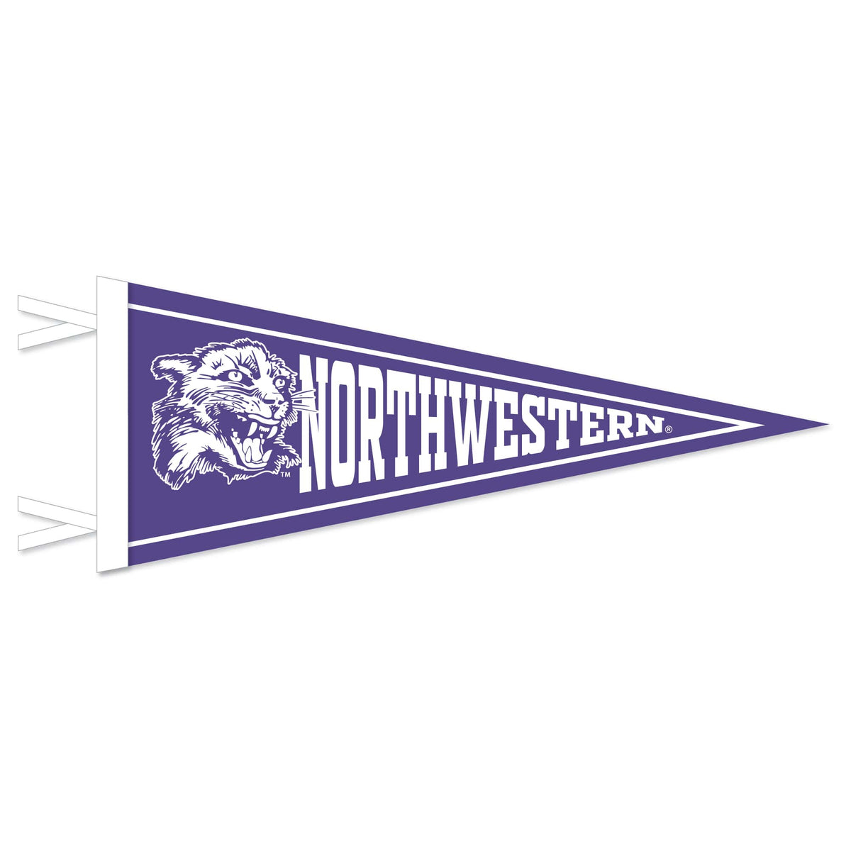 Northwestern University Wildcats Wool Felt Pennant with Vintage Cat's Head & Northwestern (12"X30")