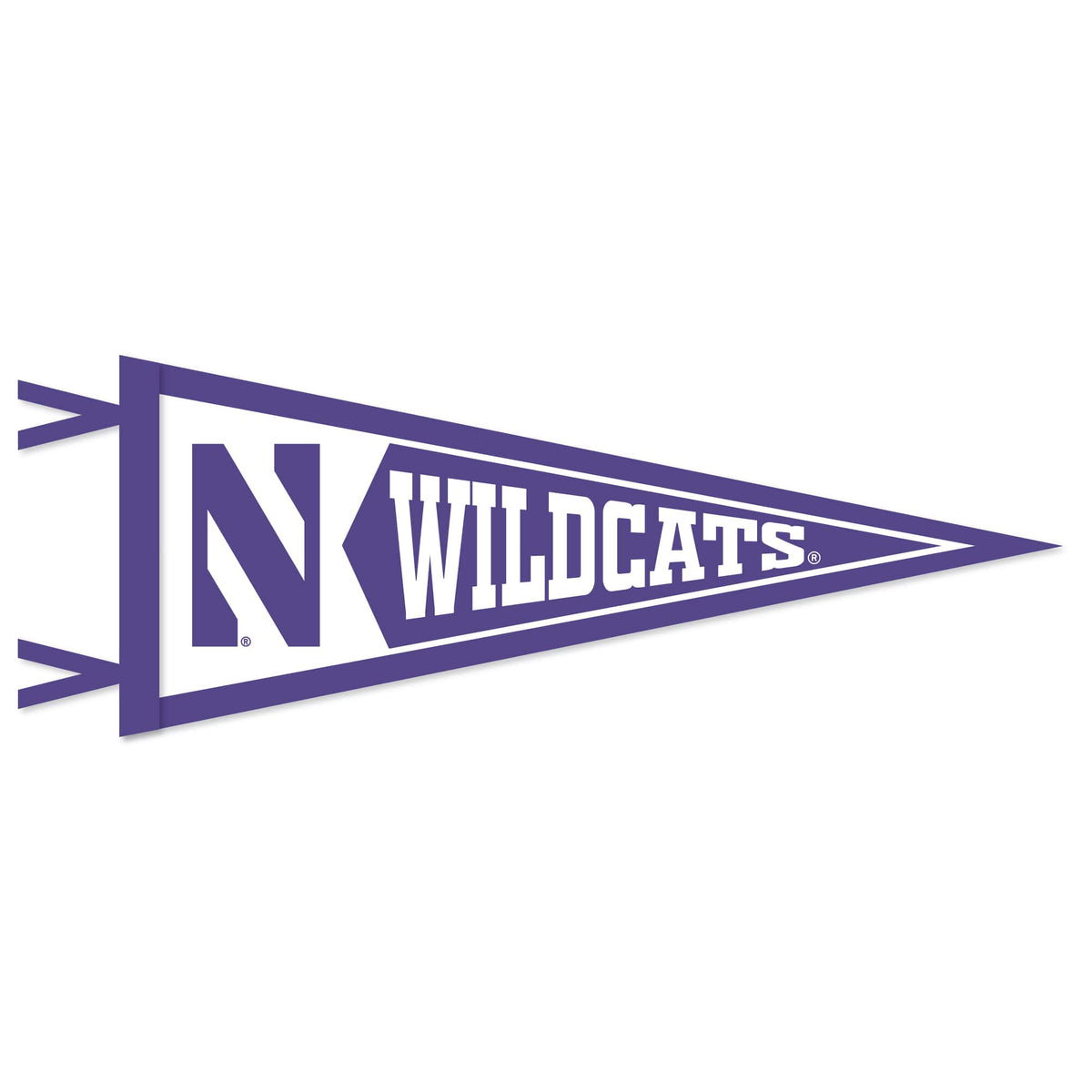 Northwestern University Wildcats Wool Felt Pennant with Stylized N & Wildcats (4"X9")